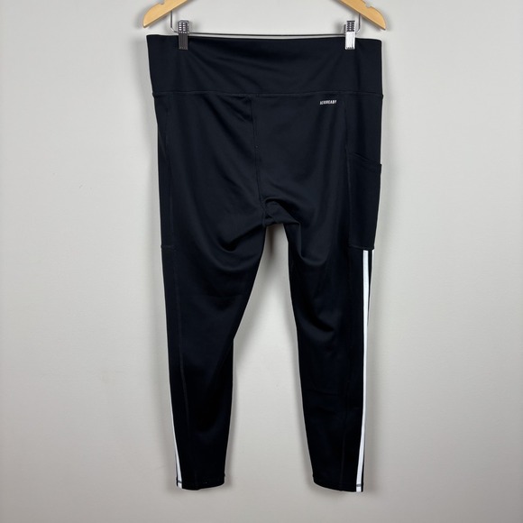 Adidas Aeroready Leggings Womens XL Black High Rise 3 Stripe Athletic Athleisure - Picture 5 of 12